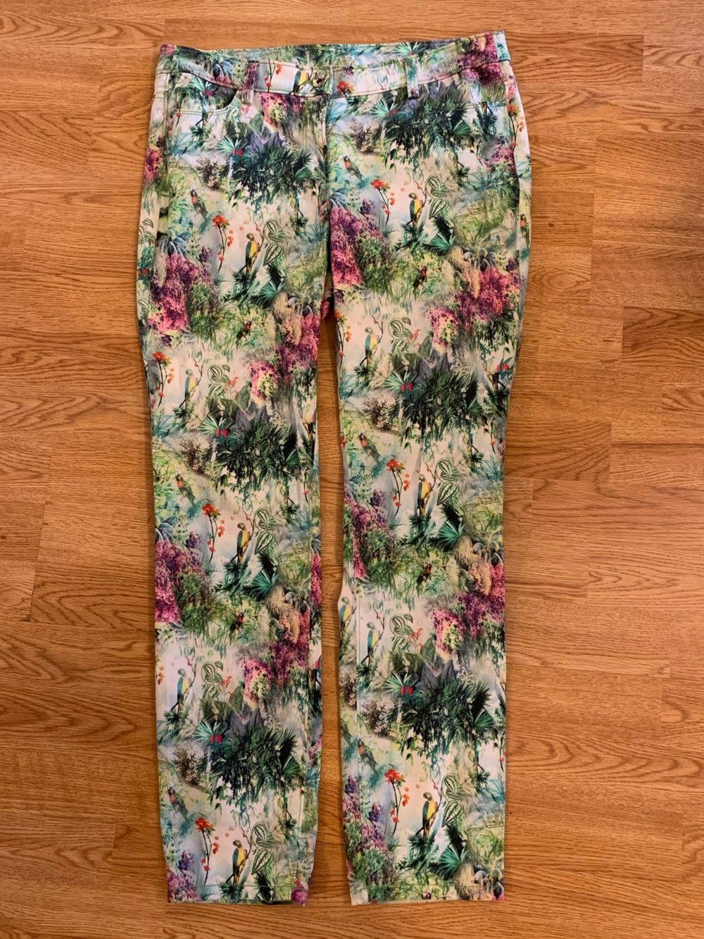 Womens Tropical Floral Leggings in Multi-Color size 6